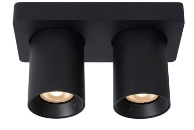 Lucide NIGEL - Spot plafond - LED Dim to warm - GU10 - 2x5W 2200K/3000K - Noir