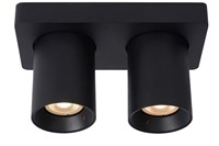 Lucide NIGEL - Plafondspot - LED Dim to warm - GU10 - 2x5W 2200K/3000K - Zwart aan