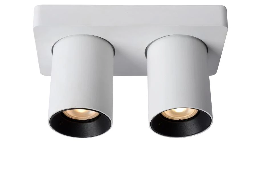 Lucide NIGEL - Spot plafond - LED Dim to warm - GU10 - 2x5W 2200K/3000K - Blanc - allumé 1