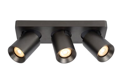 Lucide NIGEL - Ceiling spotlight - LED Dim to warm - GU10 - 3x5W 2200K/3000K - Black Steel