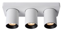 Lucide NIGEL - Plafondspot - LED Dim to warm - GU10 - 3x5W 2200K/3000K - Wit aan 1