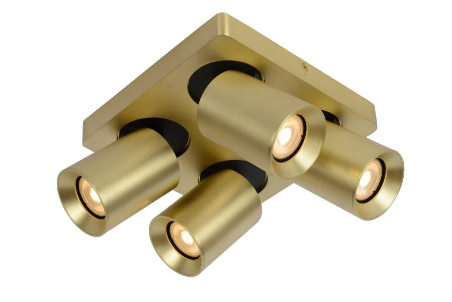 Lucide NIGEL - Deckenstrahler - LED Dim to warm - GU10 - 4x5W 2200K/3000K - Mattes Gold / Messing - EINgeschaltet 2