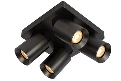 Lucide NIGEL - Ceiling spotlight - LED Dim to warm - GU10 - 4x5W 2200K/3000K - Black Steel