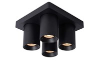 Lucide NIGEL - Plafondspot - LED Dim to warm - GU10 - 4x5W 2200K/3000K - Zwart aan
