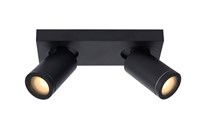 Lucide TAYLOR - Foco de techo Baño - LED Dim to warm - GU10 - 2x5W 2200K/3000K - IP44 - Negro AAN