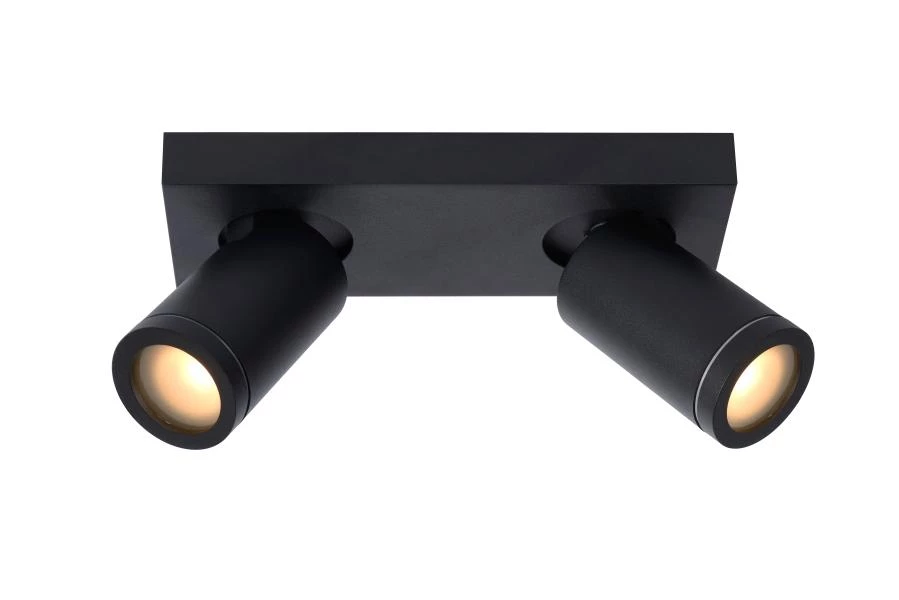 Lucide TAYLOR - Ceiling spotlight Bathroom - LED Dim to warm - GU10 - 2x5W 2200K/3000K - IP44 - Black - on