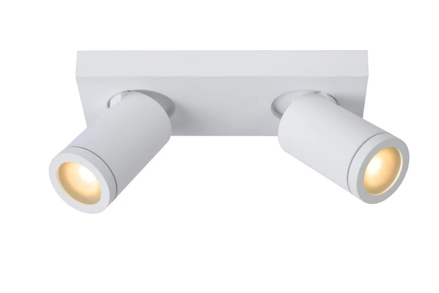 Lucide TAYLOR - Ceiling spotlight Bathroom - LED Dim to warm - GU10 - 2x5W 2200K/3000K - IP44 - White - on 1