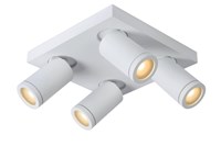 Lucide TAYLOR - Spot plafond Salle de bains - LED Dim to warm - GU10 - 4x5W 2200K/3000K - IP44 - Blanc allumé 1
