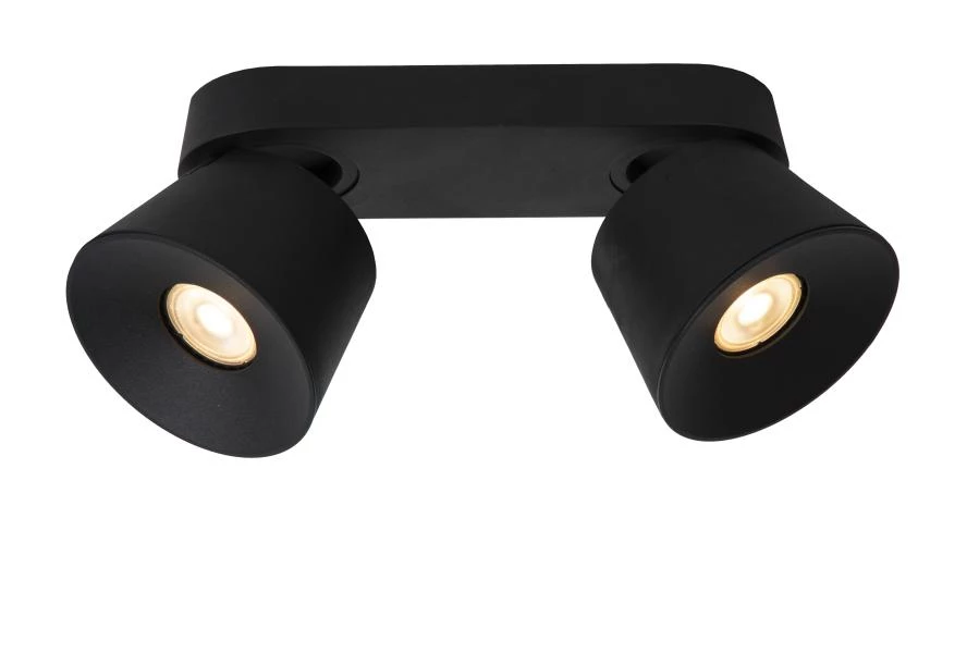 Lucide TRIGONO - Plafondspot - 2xGU10 - Zwart - aan