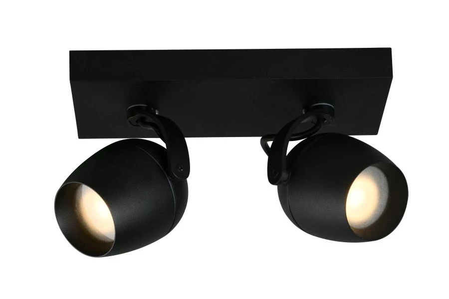 Lucide PRESTON - Spot plafond Salle de bains - 2xGU10 - IP44 - Noir - AAN