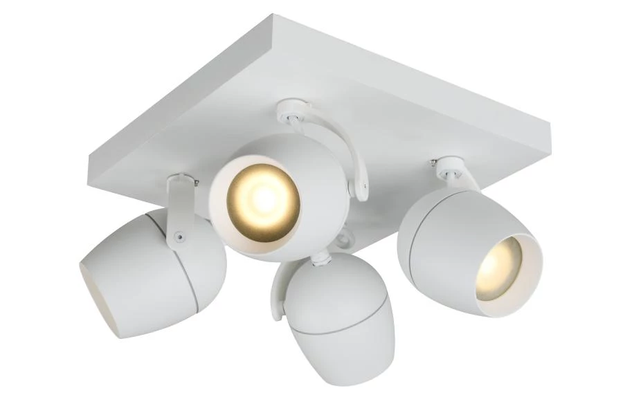 Lucide PRESTON - Ceiling spotlight Bathroom - 4xGU10 - IP44 - White - on 1
