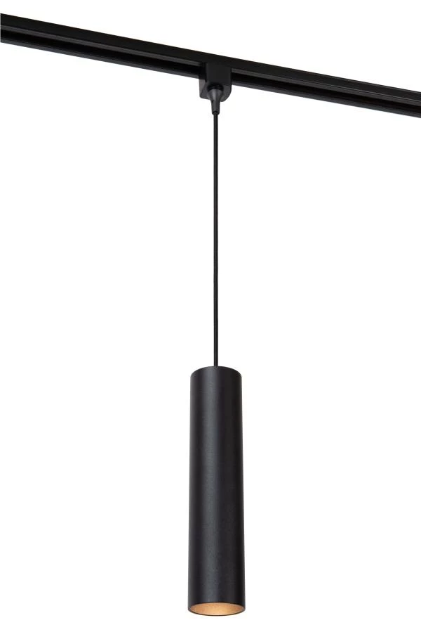 Lucide TRACK FLORIS Hanglamp - 1-fase Railsysteem / Railverlichting - 1xGU10 - Zwart (Uitbreiding) - aan