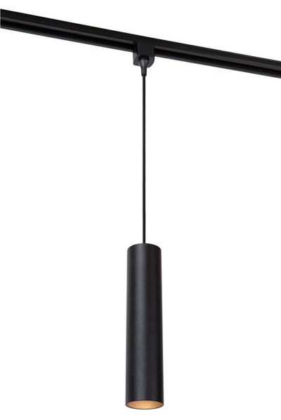 Lucide TRACK FLORIS Suspension - Système de rail monophasé / Éclairage sur rail - 1xGU10 - Noir (Extension)