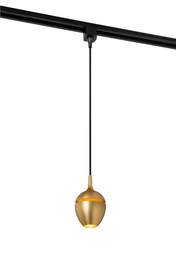 Lucide TRACK PRESTON Lámpara colgante - Sistema de carril monofásico / Iluminación con rieles - 1xGU10 - Oro mate / Latón (Extensión) - AAN 2