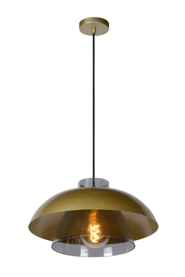 Lucide AVONMORE - Hanglamp - Ø 40 cm - 1xE27 - Mat Goud / Messing - aan 2
