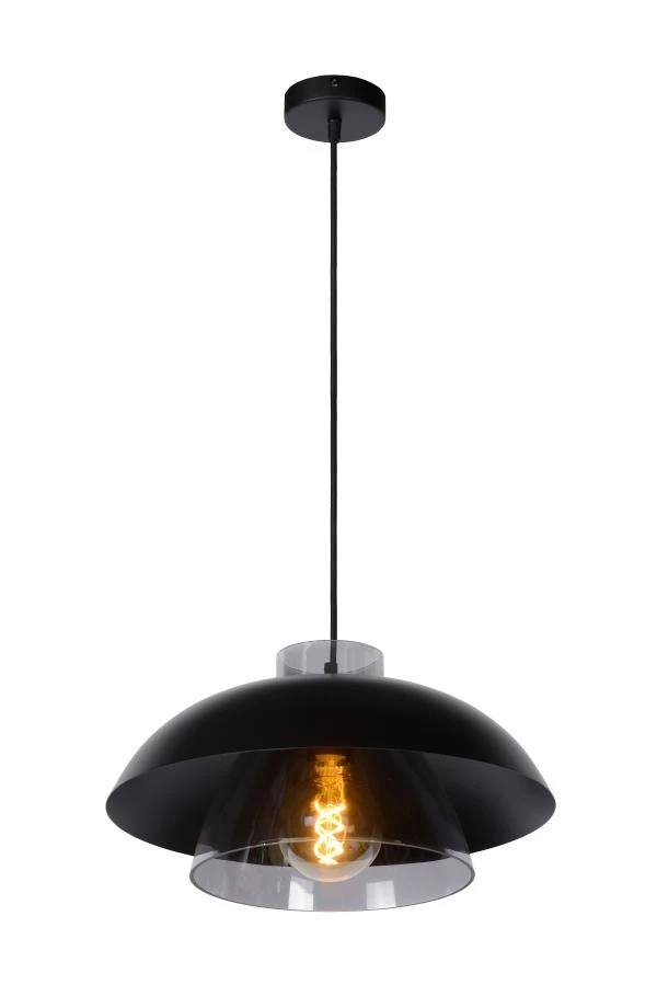 Lucide AVONMORE - Hanglamp - Ø 40 cm - 1xE27 - Zwart - aan