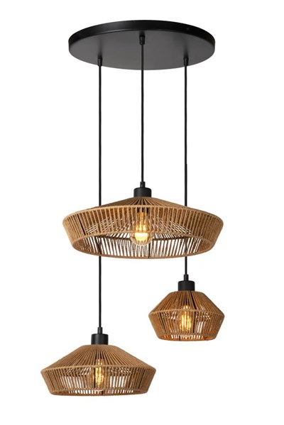 Lucide YUNKAI - Pendant light - Ø 60 cm - 3xE27 - Natural