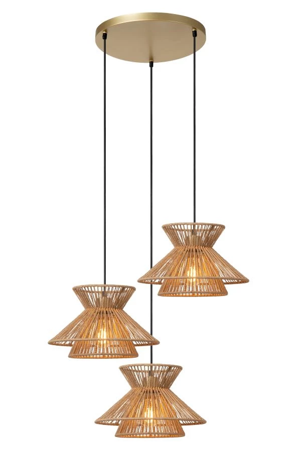 Lucide TASMAN - Pendant light - 3xE27 - Natural - on 2