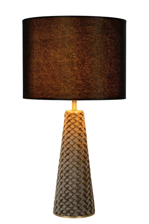 Lucide EXTRAVAGANZA VELVET - Lampe de table - Ø 25 cm - 1xE27 - Noir - allumé