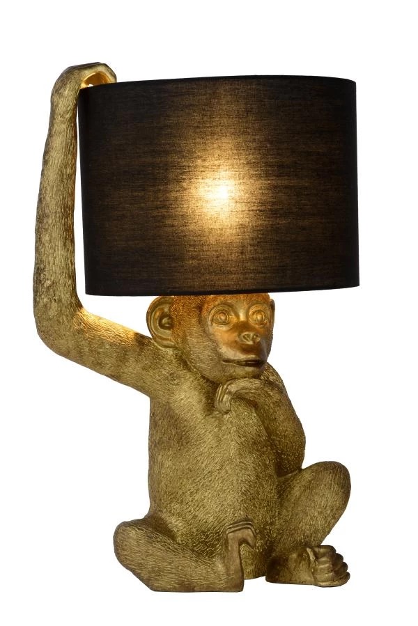 Lucide EXTRAVAGANZA CHIMP - Lampe de table - Ø 30 cm - 1xE14 - Noir - allumé