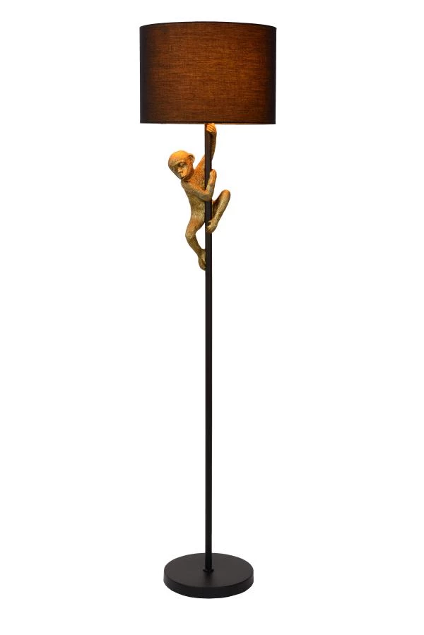 Lucide EXTRAVAGANZA CHIMP - Vloerlamp - Ø 35 cm - 1xE27 - Zwart - aan