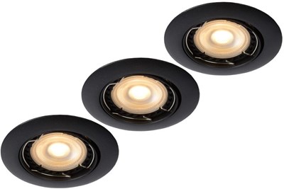 Lucide FOCUS - Foco empotrable en el suelo - Ø 8,1 cm - LED Regul. - GU10 - 3x5W 3000K - Negro - Set de 3