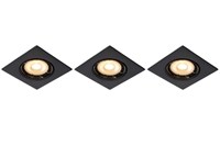 Lucide FOCUS - Inbouwspot - LED Dimb. - GU10 - 3x5W 3000K - Zwart - Set van 3 aan