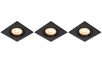 Lucide FOCUS - Einbaustrahler - LED Dim. - GU10 - 3x5W 3000K - Schwarz - Set von 3