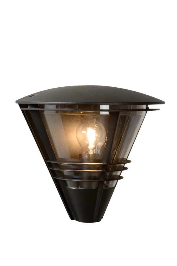 Lucide LIVIA - Lámpara de pared Fuera - 1xE27 - IP44 - Negro - encendido
