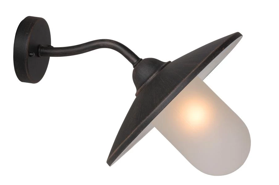 Lucide ARUBA - Wandlamp Binnen/Buiten - 1xE27 - IP44 - Roest bruin - aan 7