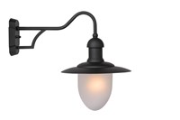 Lucide ARUBA - Wandlamp Binnen/Buiten - 1xE27 - IP44 - Zwart aan