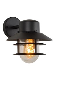 Lucide ZICO - Wandlamp Binnen/Buiten - 1xE27 - IP44 - Zwart aan