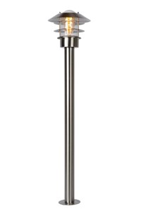 Lucide ZICO - Lamp post Outdoor - Ø 21,8 cm - 1xE27 - IP44 - Satin Chrome on 2