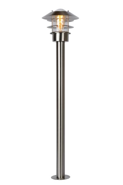Lucide ZICO - Lanterne / lampadaire exterieur Extérieur - Ø 21,8 cm - 1xE27 - IP44 - Chrome Dépoli