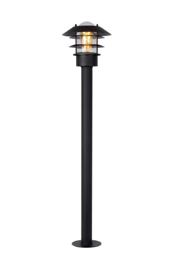 Lucide ZICO - Lanterne / lampadaire exterieur Extérieur - Ø 21,8 cm - 1xE27 - IP44 - Noir - allumé