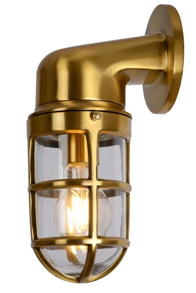Lucide DUDLEY - Wandlamp Buiten - 1xE27 - IP44 - Mat Goud / Messing