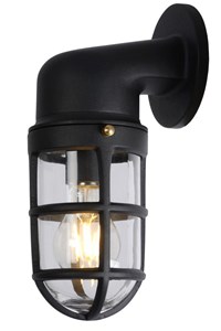 Lucide DUDLEY - Wandlamp Binnen/Buiten - 1xE27 - IP44 - Zwart aan