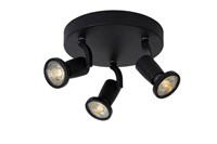 Lucide JASTER-LED - Plafondspot - Ø 20 cm - LED - GU10 - 3x5W 2700K - Zwart aan