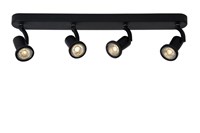 Lucide JASTER-LED - Spot plafond - LED - GU10 - 4x5W 2700K - Noir allumé