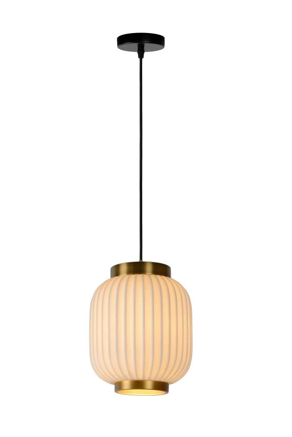 Lucide GOSSE - Hanglamp - Ø 19,5 cm - 1xE27 - Wit - aan 1