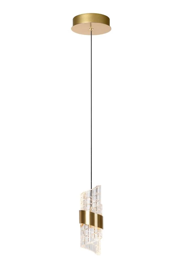 Lucide KLIGANDE - Hanglamp - Ø 13 cm - LED - 1x9W 2700K - Mat Goud / Messing - aan 2