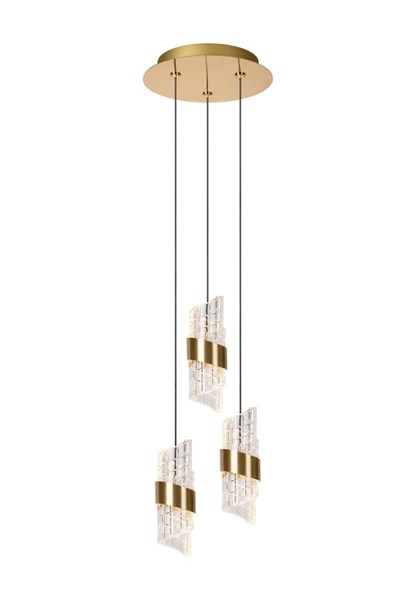 Lucide KLIGANDE - Hanglamp - Ø 25 cm - LED Dimb. - 3x8W 2700K - Mat Goud / Messing