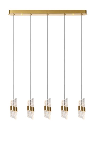 Lucide KLIGANDE - Hanglamp - LED Dimb. - 5x7,8W 2700K - Mat Goud / Messing