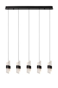 Lucide KLIGANDE - Hanglamp - LED Dimb. - 5x7,8W 2700K - Zwart aan
