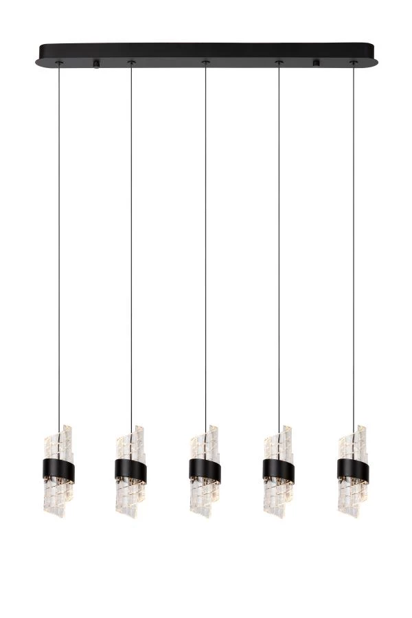 Lucide KLIGANDE - Hanglamp - LED Dimb. - 5x7,8W 2700K - Zwart - aan