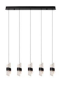 Lucide KLIGANDE - Hanglamp - LED Dimb. - 5x7,8W 2700K - Zwart aan
