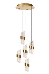 Lucide KLIGANDE - Hanglamp - Ø 30 cm - LED Dimb. - 5x8W 2700K - Mat Goud / Messing aan 2