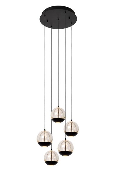Lucide SENTUBAL - Lámpara colgante - Ø 35 cm - LED Regul. - 5x5,2W 2700K - Negro