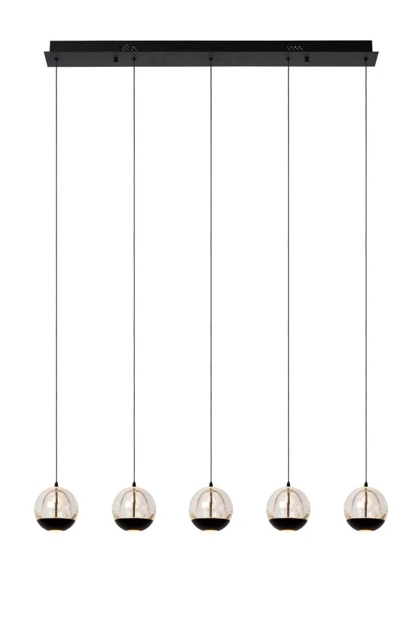 Lucide SENTUBAL - Hanglamp - LED Dimb. - 5x5,3W 2700K - Zwart - aan