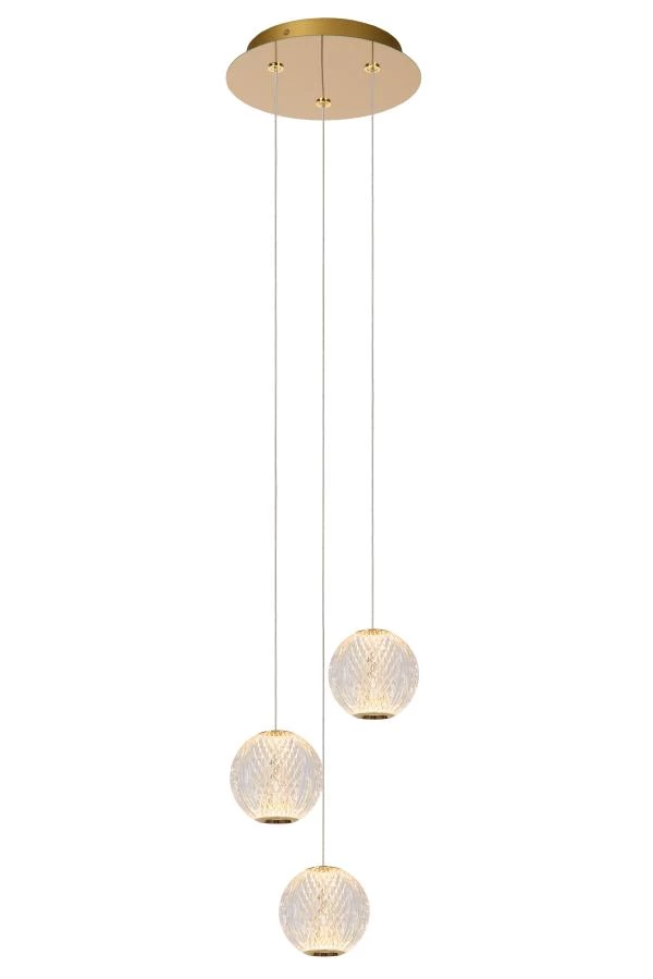 Lucide CINTRA - Hanglamp - Ø 25 cm - LED Dimb. - 3x4,7W 2700K - Transparant - aan